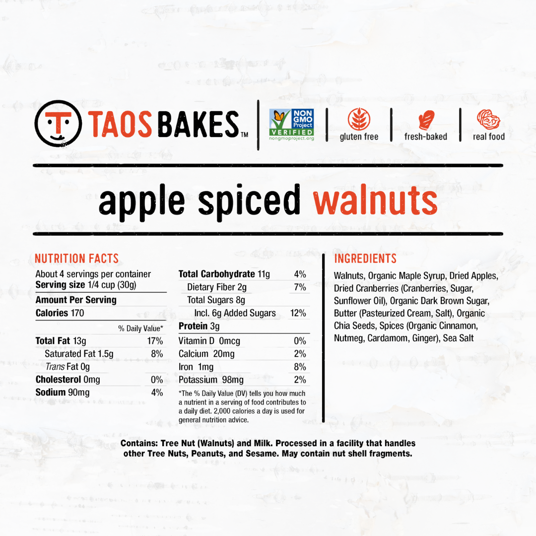 CosmoNuts - Apple Spiced Walnuts - 8 BAGS (4oz Ea.)