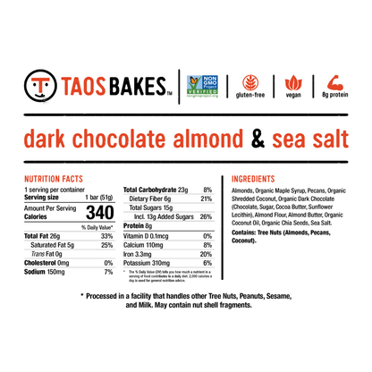 DARK CHOCOLATE ALMOND + SEA SALT - 12 BARS